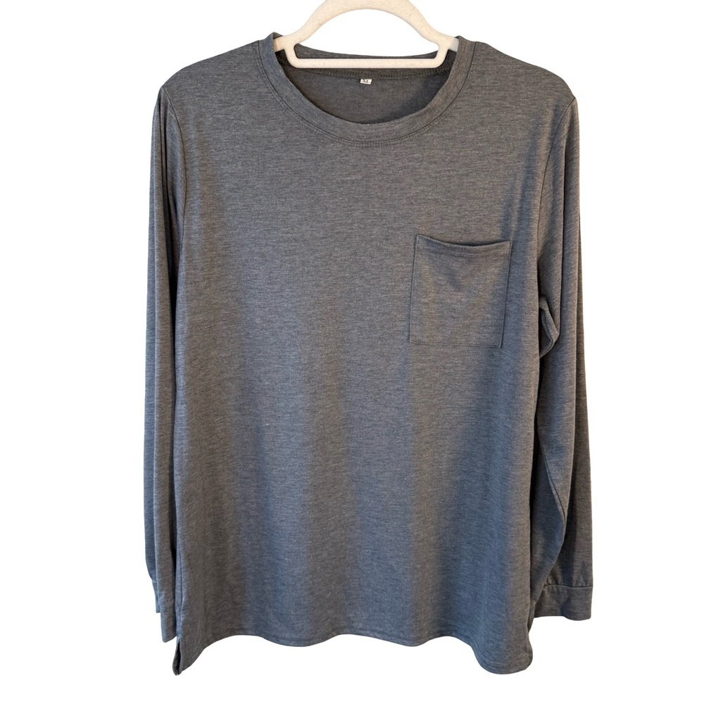 Men's Gray Long Sleeve Shirt Size M Casual Neutral Minimalist Everyday Basic